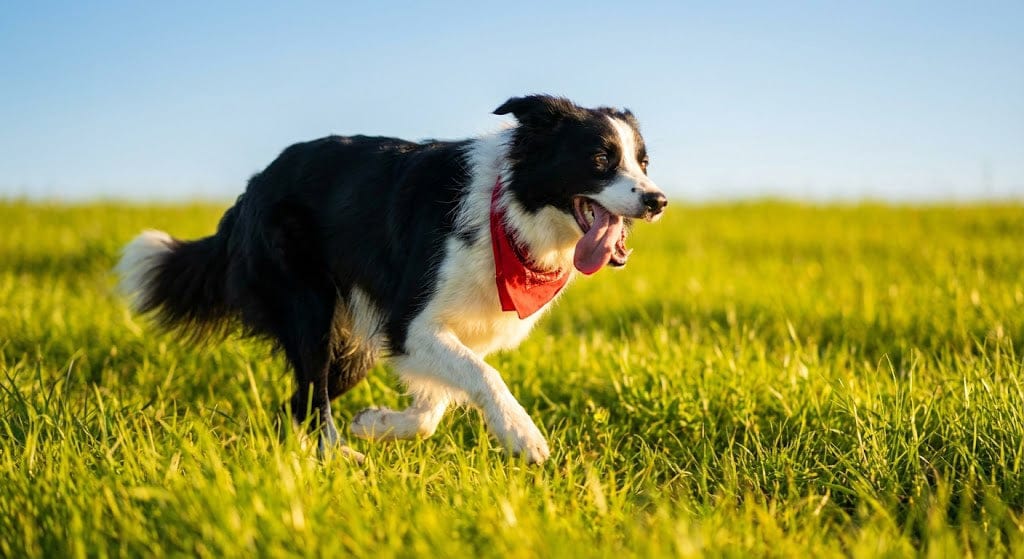 A dog running outdoors