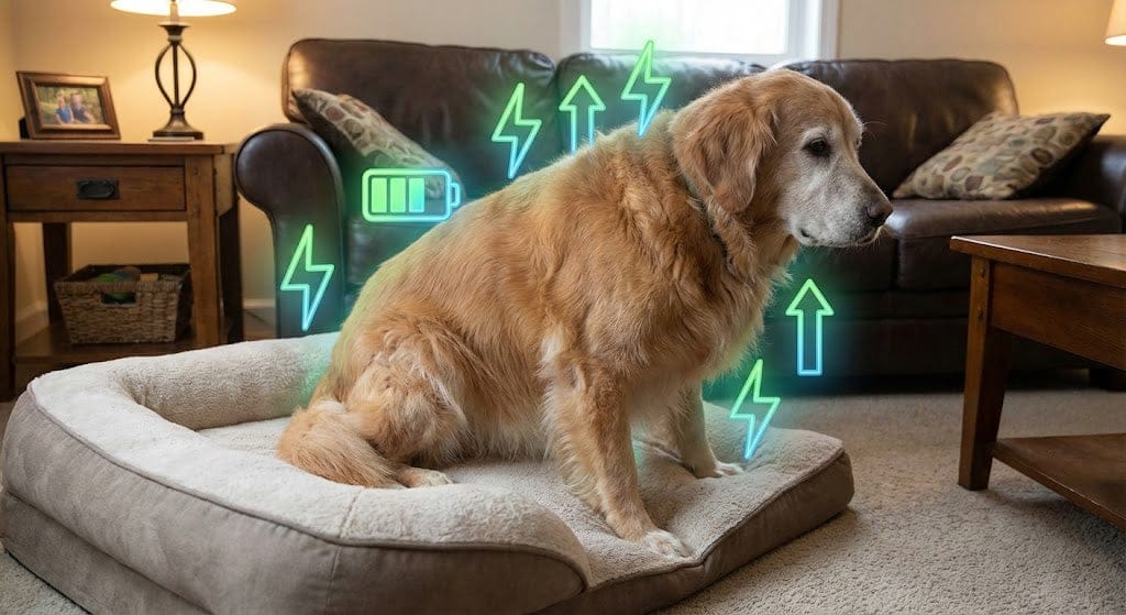 A dog getting up