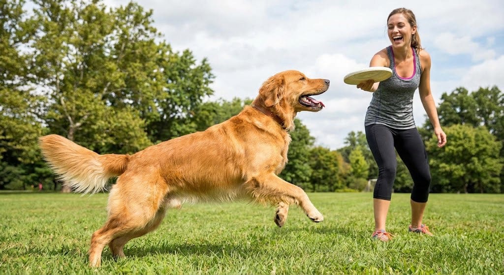 A dog playing outdoors